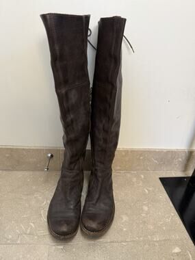 Fiorentini + Baker Elena OTK Cuffed Tall Boots Brown Leather Size 40